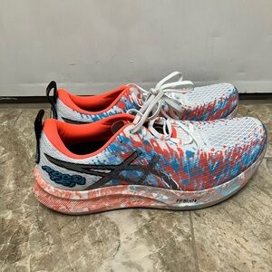 NEW ASICS men's noosa tri 16 running shoes in orange/blue/white